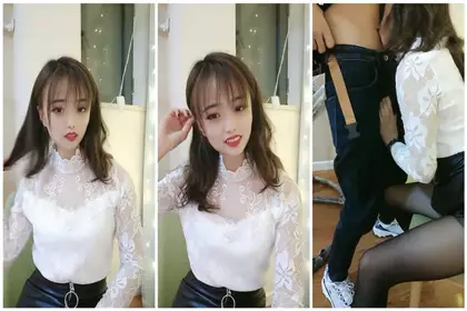 风骚小少妇半夜购物，超市老板来送货被勾搭，丝袜摸鸡鸡言语挑逗，吃了性药超淫荡，被后入干喷水打湿床单