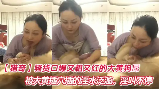 【猎奇】骚货口爆又粗又红的大黄狗屌，被大黄插穴插的淫水泛滥，淫叫不停。