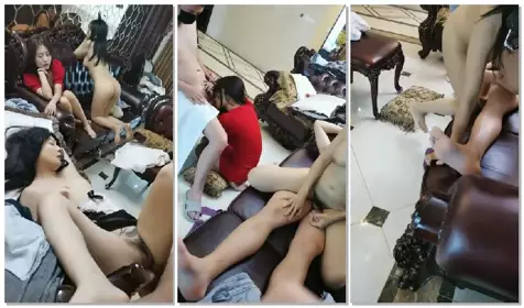 [本土无码中文]三女两男等待挨草的小宝贝，全程露脸沙发上激情啪啪，口交大鸡巴让小哥吃奶玩逼